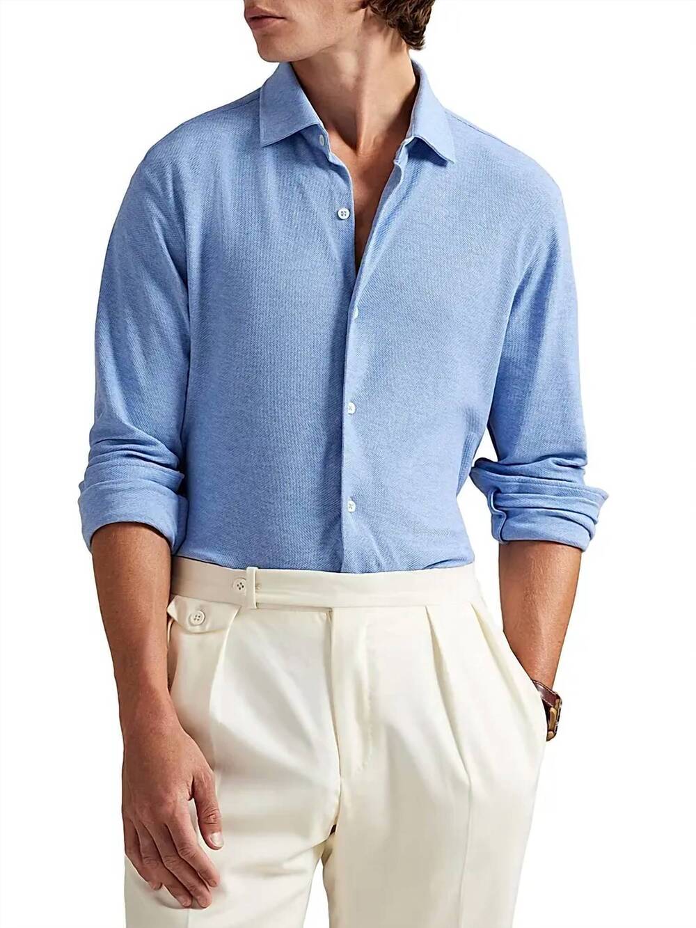 NEW POLO RALPH LAUREN honeycomb shirt in blue heather